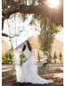 Detachable Pagoda Sleeve Strapless Sweetheart Neck Ivory Lace Tulle Wedding Dress